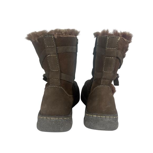 Cabela’s Brown Suede Shearling Boots Sz 10 Women’s Fur Lined Winter Ankle Boots - Picture 4 of 11